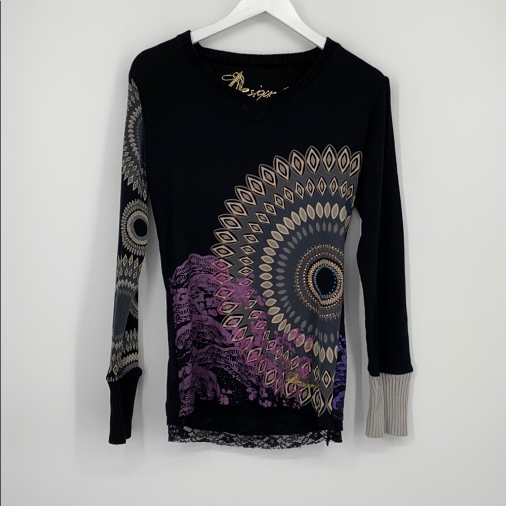 Desigual Scoop Neck Mandala Sweater